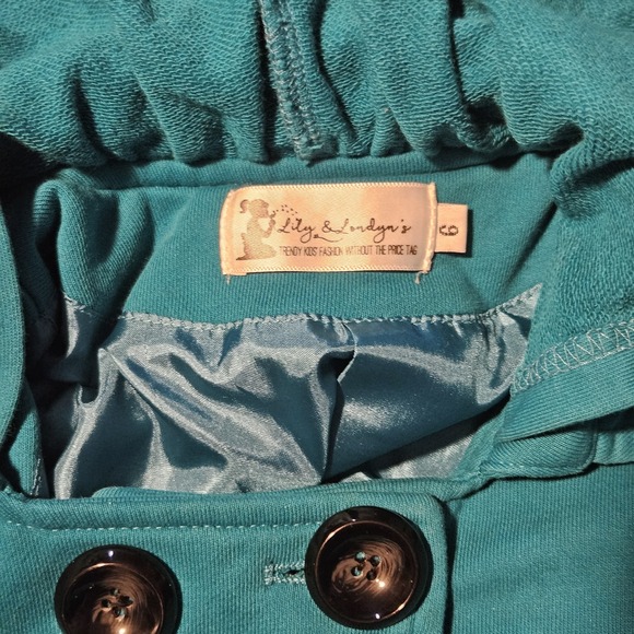 Lily & Londyn Girls Teal Hooded Pea Coat Size 6 - Picture 4 of 9